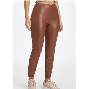 Fabletics Leggings Vegan Faux Leather High Rise Brown Womens Small/6 $89.95